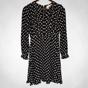 Kate Spade Adele Silk Polka Dot Dress Black Cream size 2